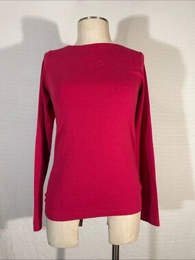 GAP Women's Long-Sleeve Crewneck Top in Fuchsia